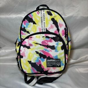 Justice Mini Sports Backpack Tie Dye Bag 10 Inches Travel Pink Yellow Black Gift